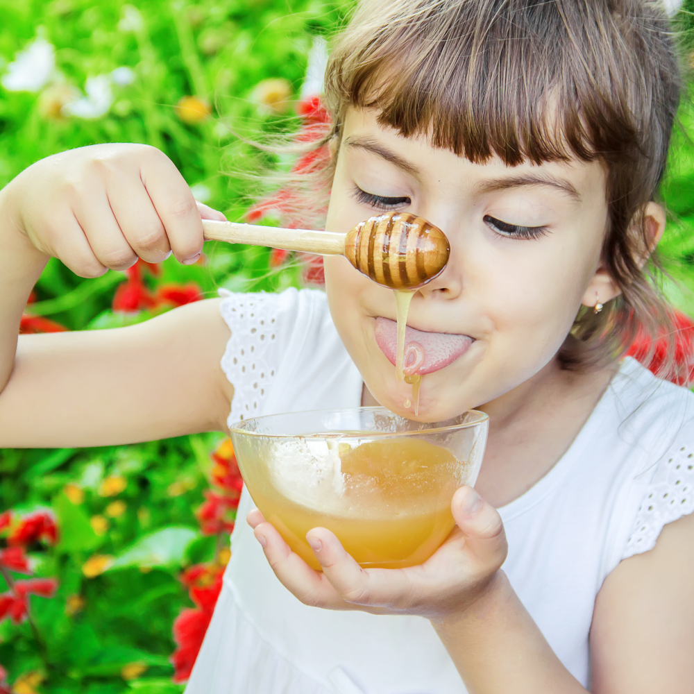 Petite fille dégustant du miel Philomel