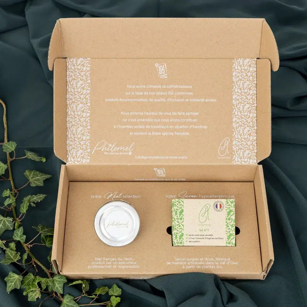 coffret cadeau d'affaires avec miel et savon